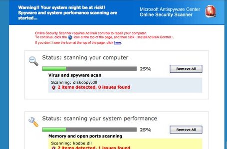 Fake Microsoft Antispyware Center