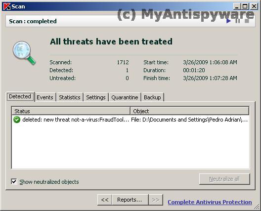 Kaspersky virus removal tool is done