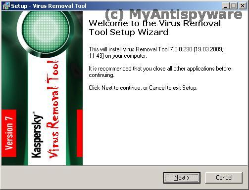 Kaspersky virus removal tool step 2