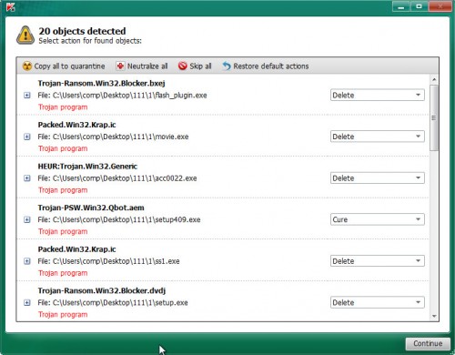 Kaspersky virus removal tool scan report