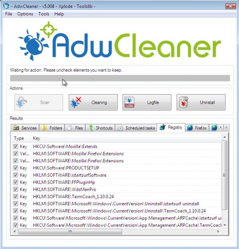 AdwCleaner detects TermCoach