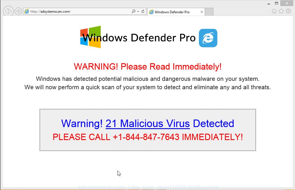 adsystemscan.com fake pop-up warning