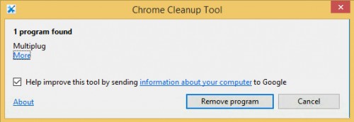 chtome cleanup tool report adware found