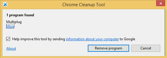 chrome cleanup tool report adware found