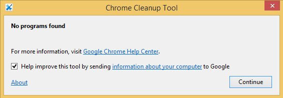 chrome cleanup tool report no programs found