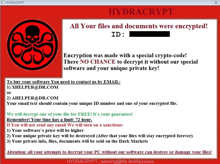 HYDRACRYPT warning