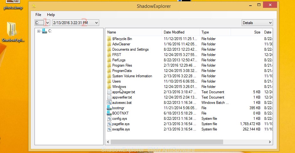 ShadowExplorer restore files encrypted by the .Tfude ransomware