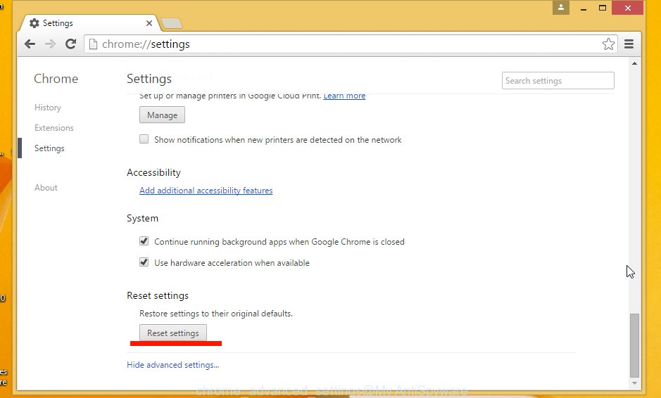 chrome advanced settings