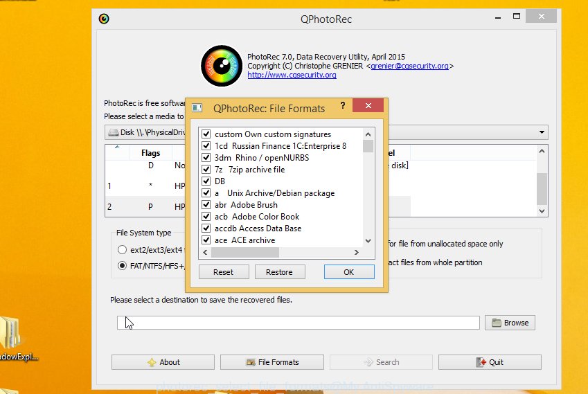 PhotoRec file formats