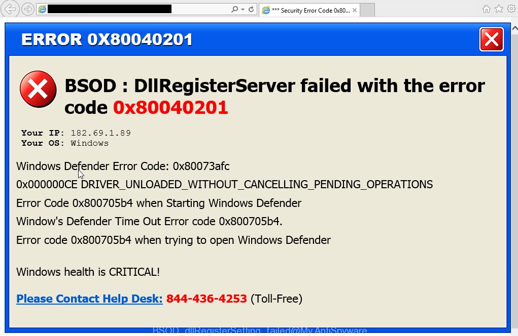 BSOD : dllRegisterSetting failed