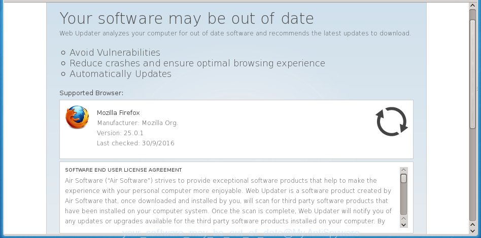 "Your software may be out of date" - fake update offers