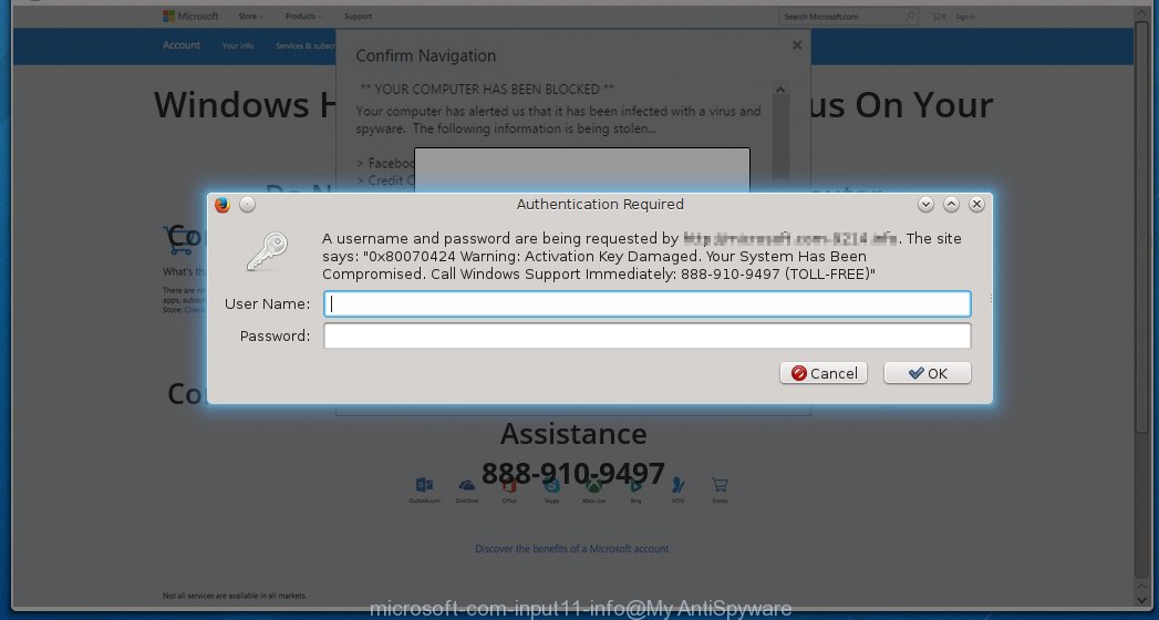 fake Microsoft Official Support page