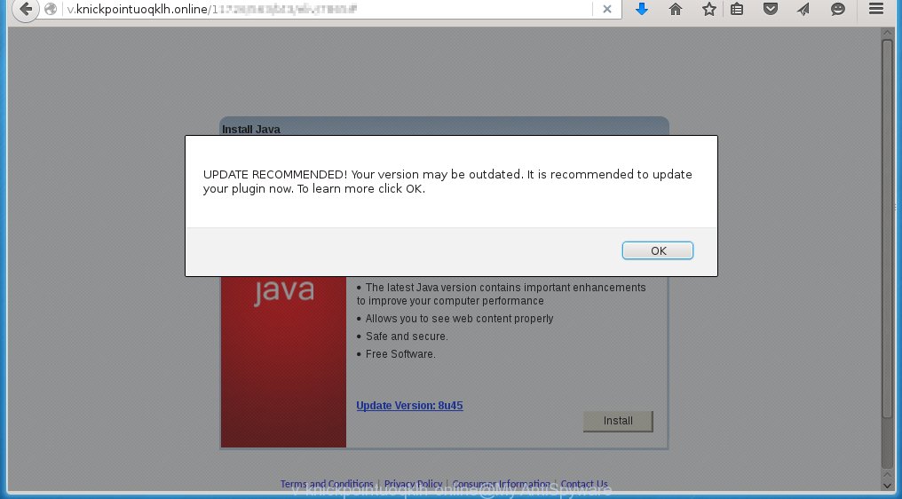http://v.knickpointuoqklh.online offers to install 'Java Update'