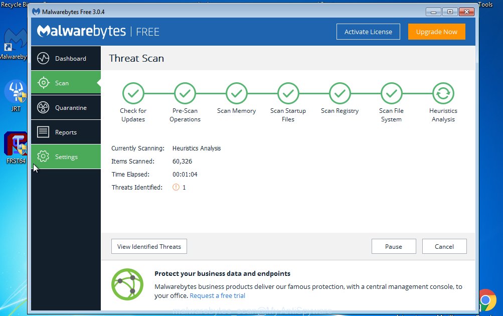 malwarebytes scan for 'ad supported' software which cause anfield.club ads