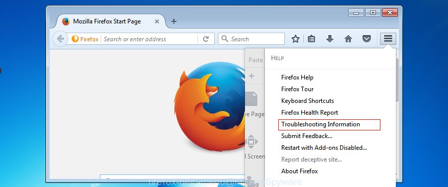 Firefox help menu