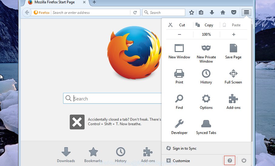 Firefox menu