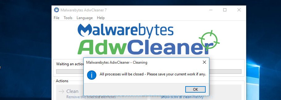 AdwCleaner for MS Windows cleaning prompt