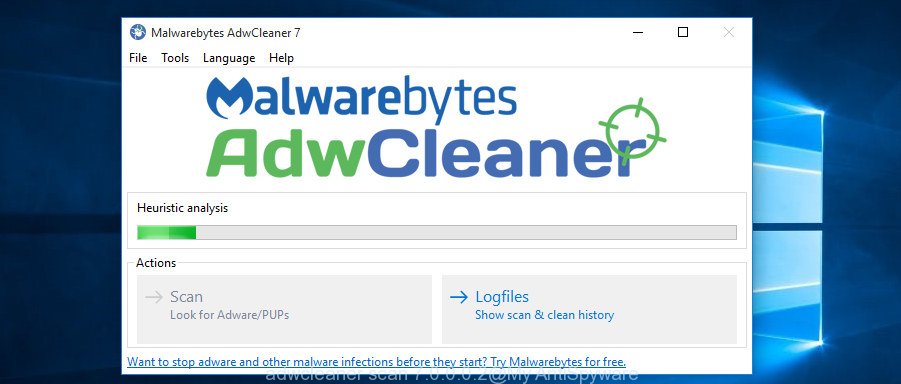 adwcleaner detect hijacker which created to redirect your browser to the Search.htheweathercenter.co web-page