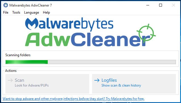 AdwCleaner for Microsoft Windows scan for adware that causes multiple unwanted pop up ads