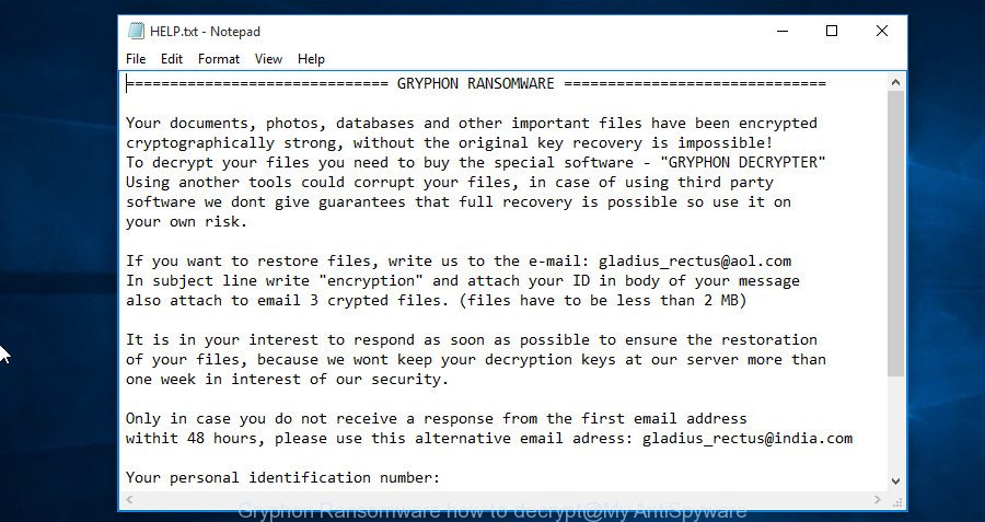 Gryphon Ransomware how to decrypt