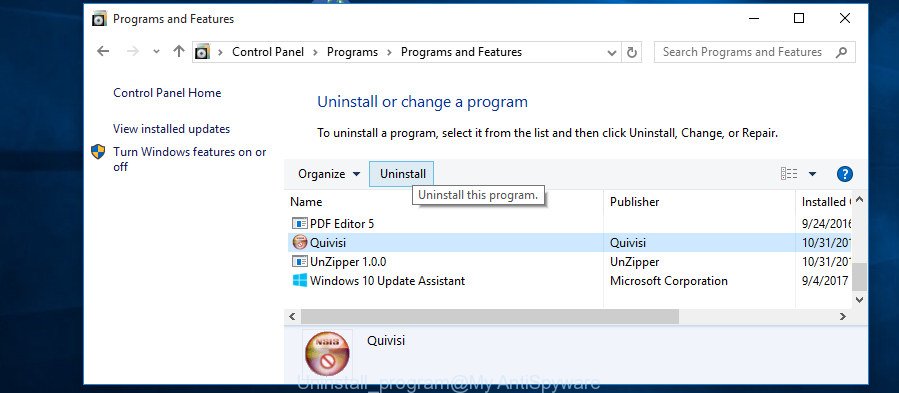remove program MS Windows 10