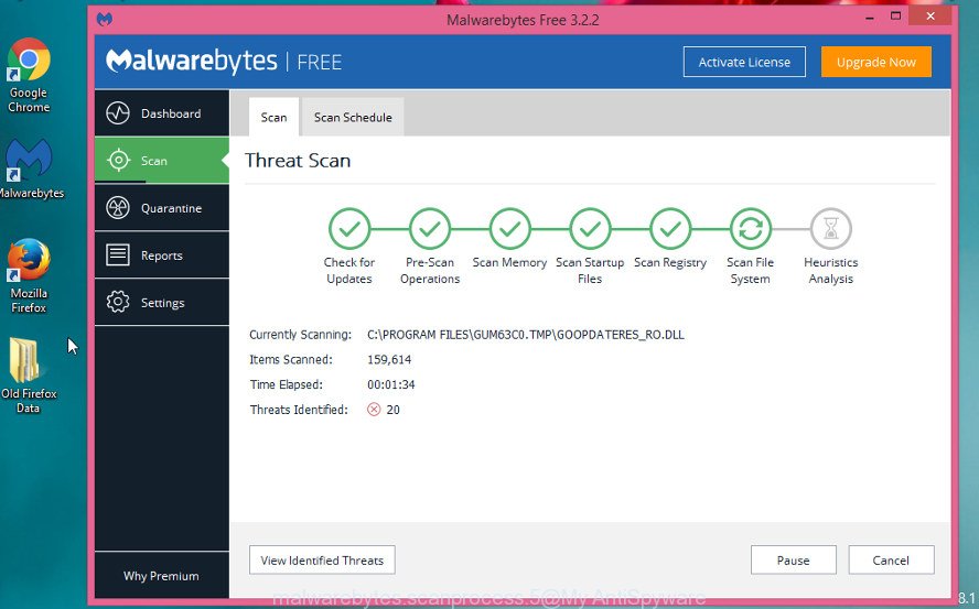 MalwareBytes Anti-Malware (MBAM) for Microsoft Windows detect adware that responsible for the appearance of Google Survey popups