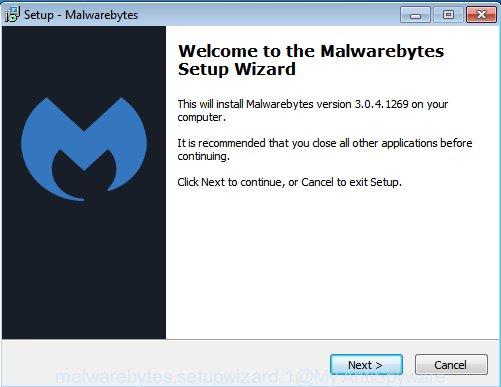 MalwareBytes for Windows setup wizard