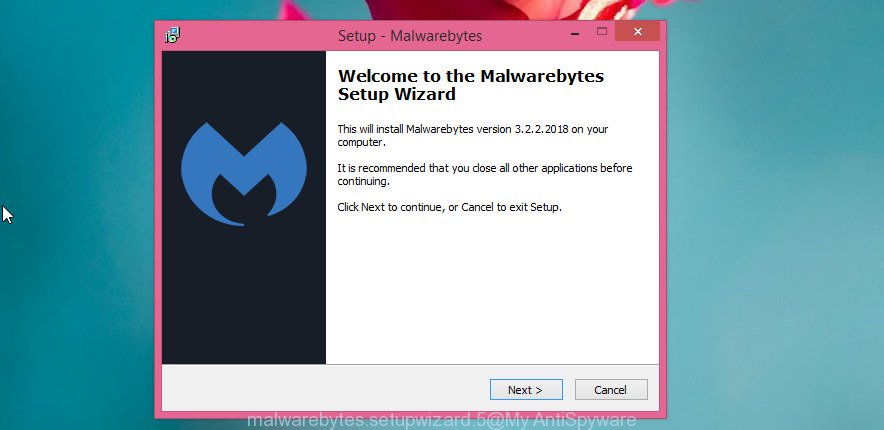 MalwareBytes Free for Microsoft Windows setup wizard