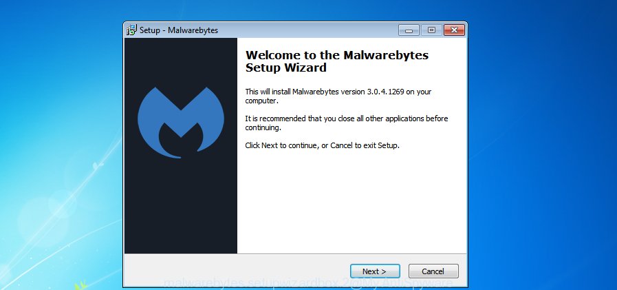 MalwareBytes for MS Windows install wizard