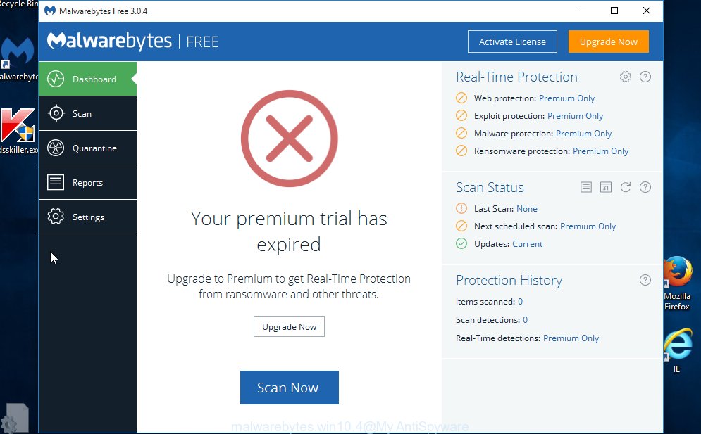 MalwareBytes Free for MS Windows