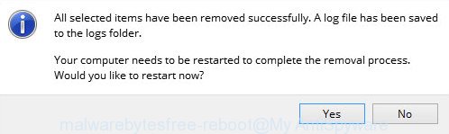 MalwareBytes Free for Microsoft Windows restart prompt