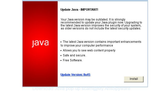 Download Java pop-up scam