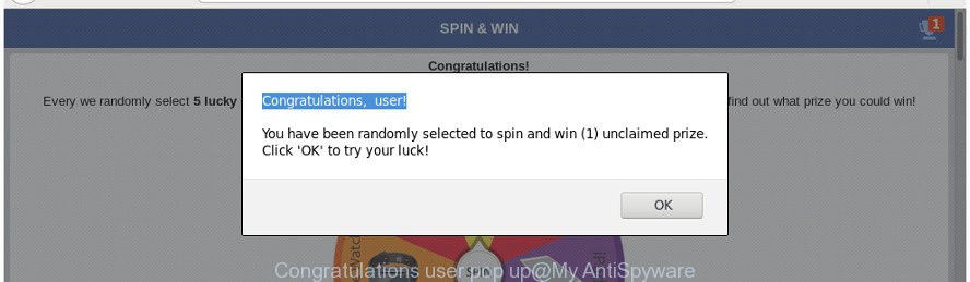 Congratulations user pop up