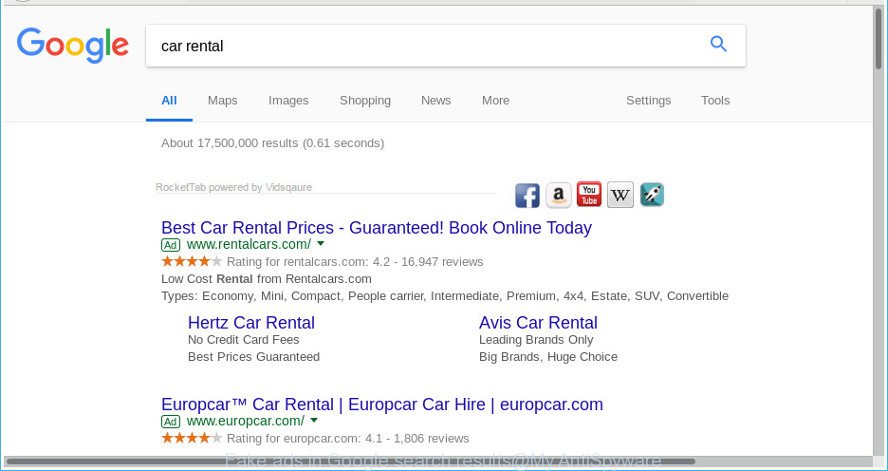 Fake ads in Google search results