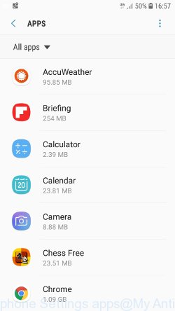Android phone Settings - apps