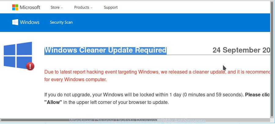Windows Cleaner Update Required
