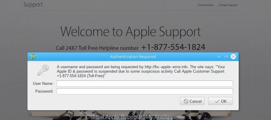 Official Apple Support pop-up scam