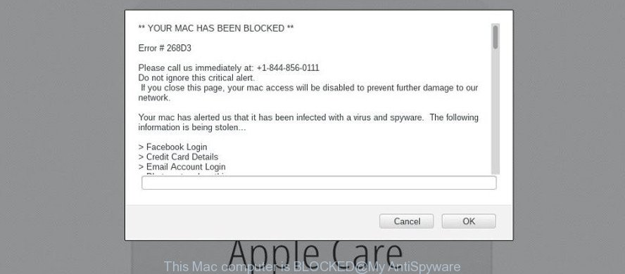 This Mac computer is BLOCKED scam