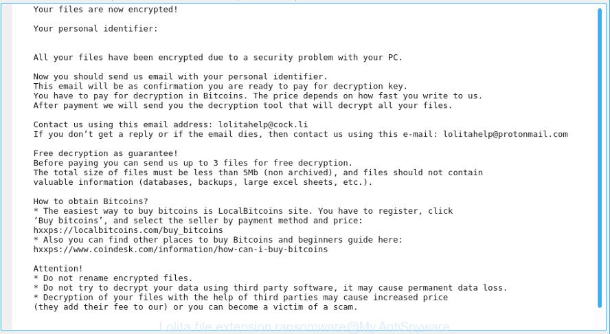 Lolita file extension ransomware