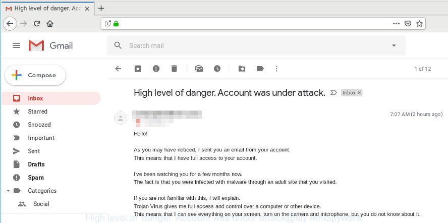 High level of danger. Account was under attack