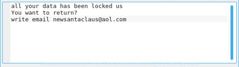 Newsantaclaus@aol.com Santa ransomware