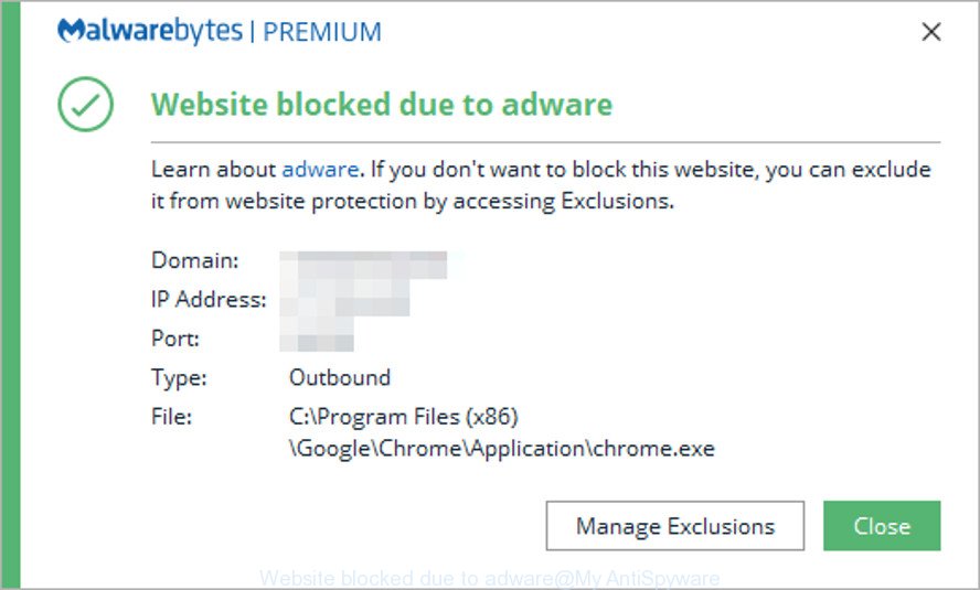 Website blocked due to adware