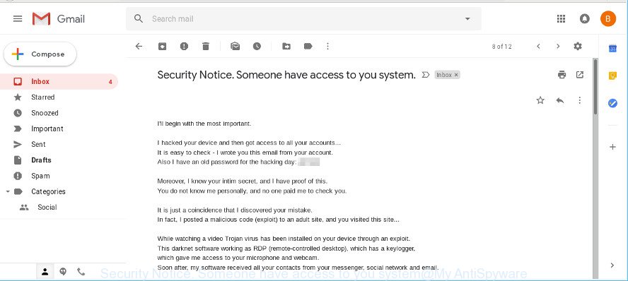 Security Notice. Someone have access to you system