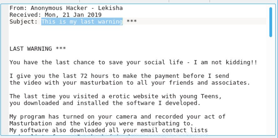 This is my last warning email scam
