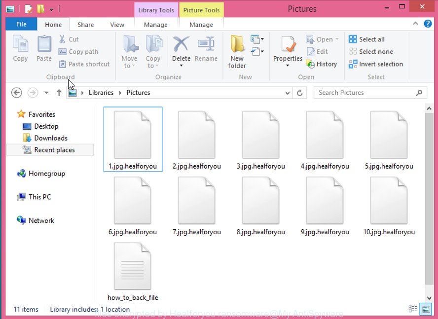 files encrypted by Healforyou ransomware