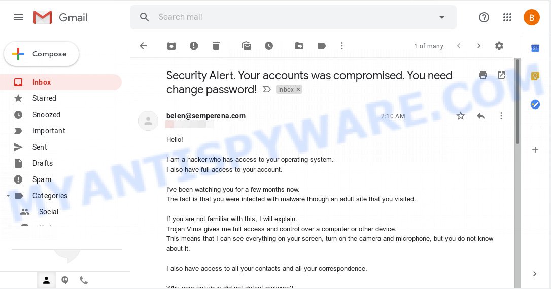 Security Alert. Your accounts was compromised. You need change password!