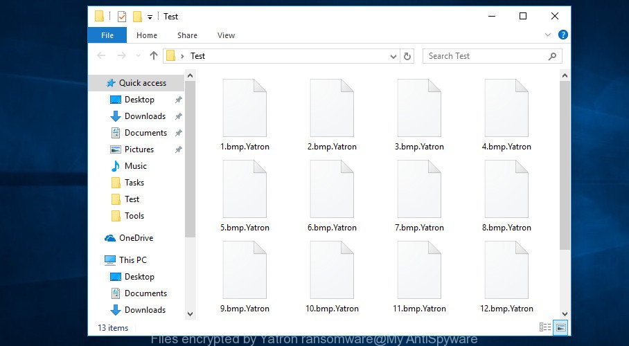 Files encrypted by Yatron ransomware