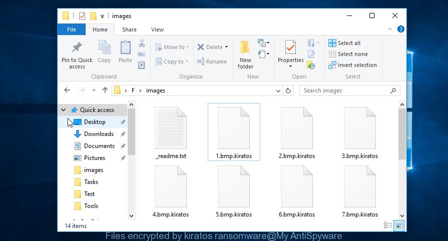 Files encrypted by kiratos ransomware