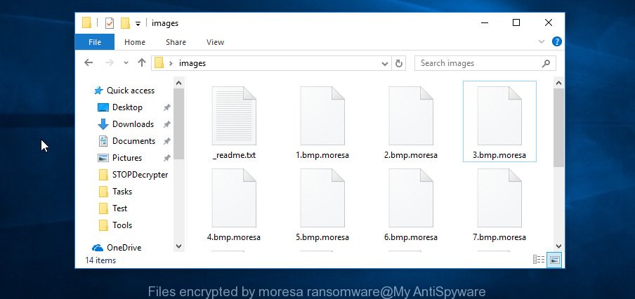 Files encrypted by moresa ransomware