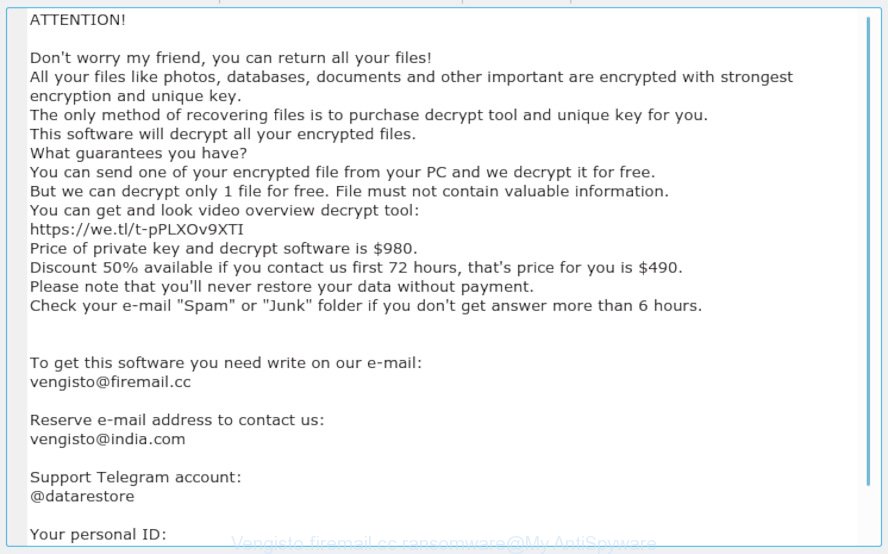 Vengisto@firemail.cc ransomware